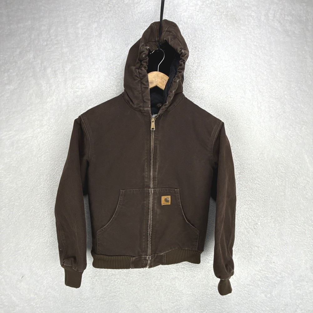Carhartt Sandstone Jacket Quilt Lined Youth Large (10/12) YYJ130 DKB Dark Brown‎